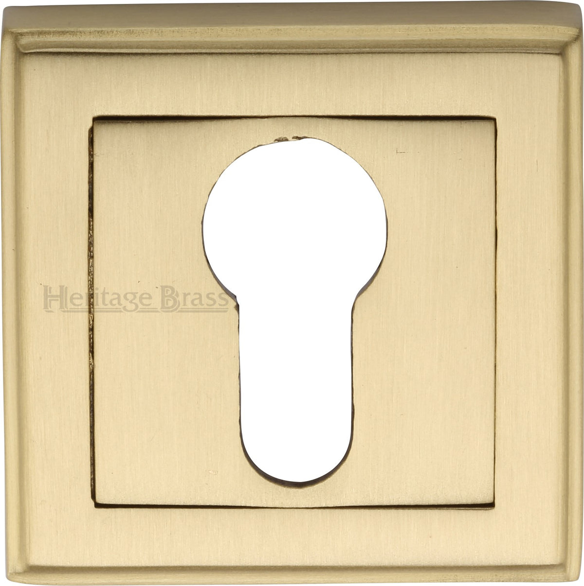 Euro Profile Square Escutcheon - Satin Brass