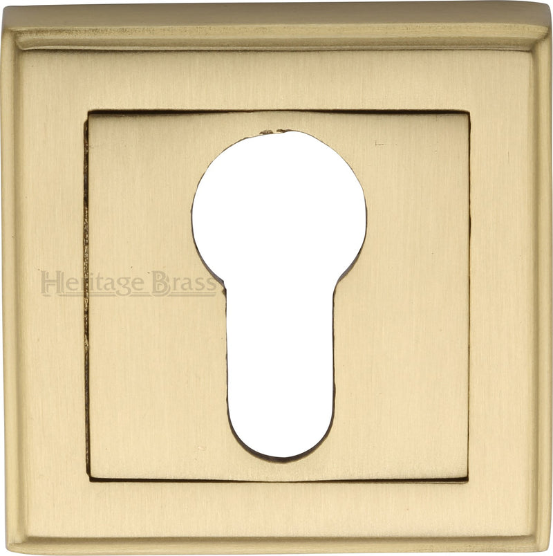 Euro Profile Square Escutcheon - Satin Brass