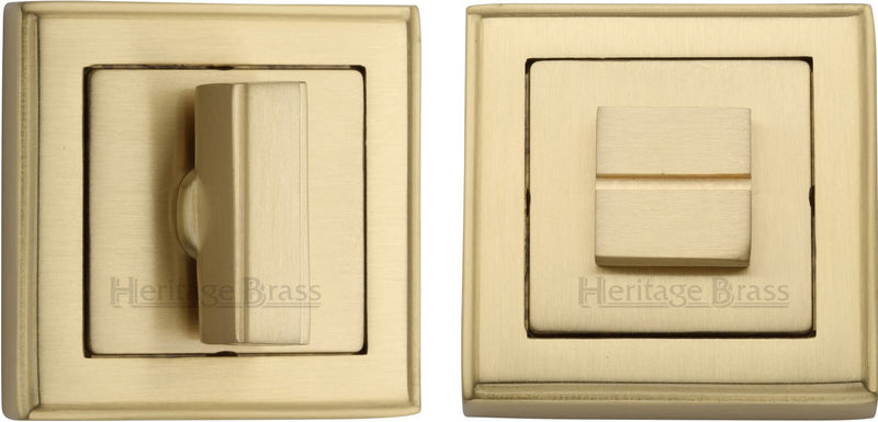 Square Turn & Release Cylinder With Stepped Edge Set - Satin Brass