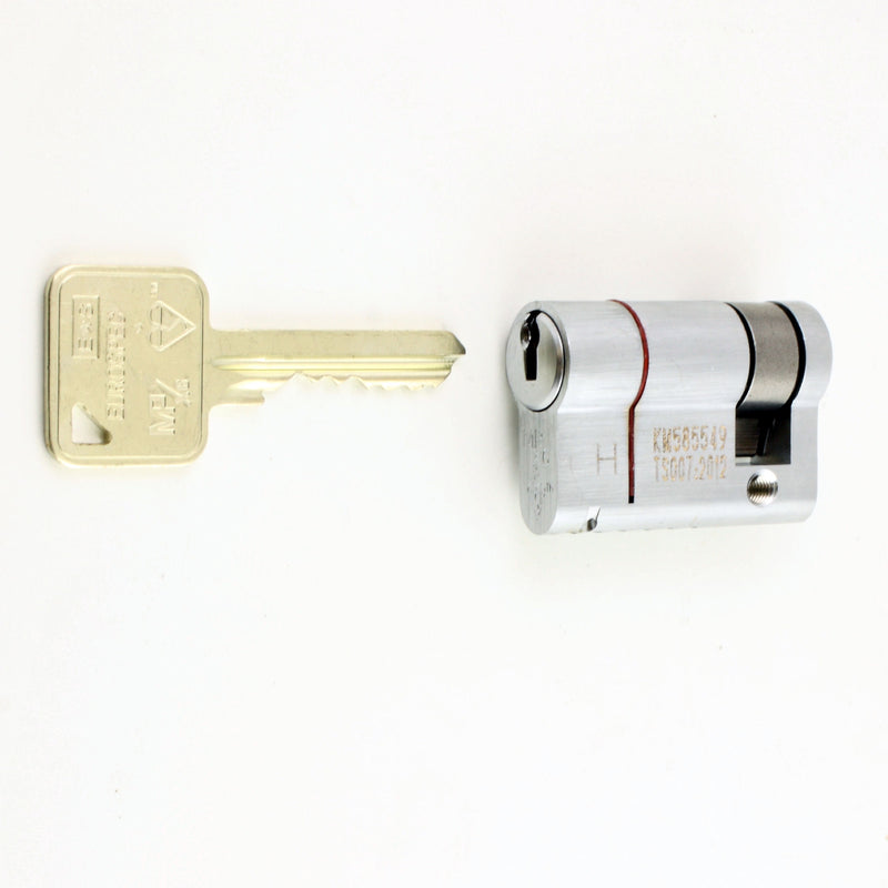 DIN Style Anti-Thrust Mortice Night Latch - Complete Set - With Handles & Cylinder - Satin Stainless Steel
