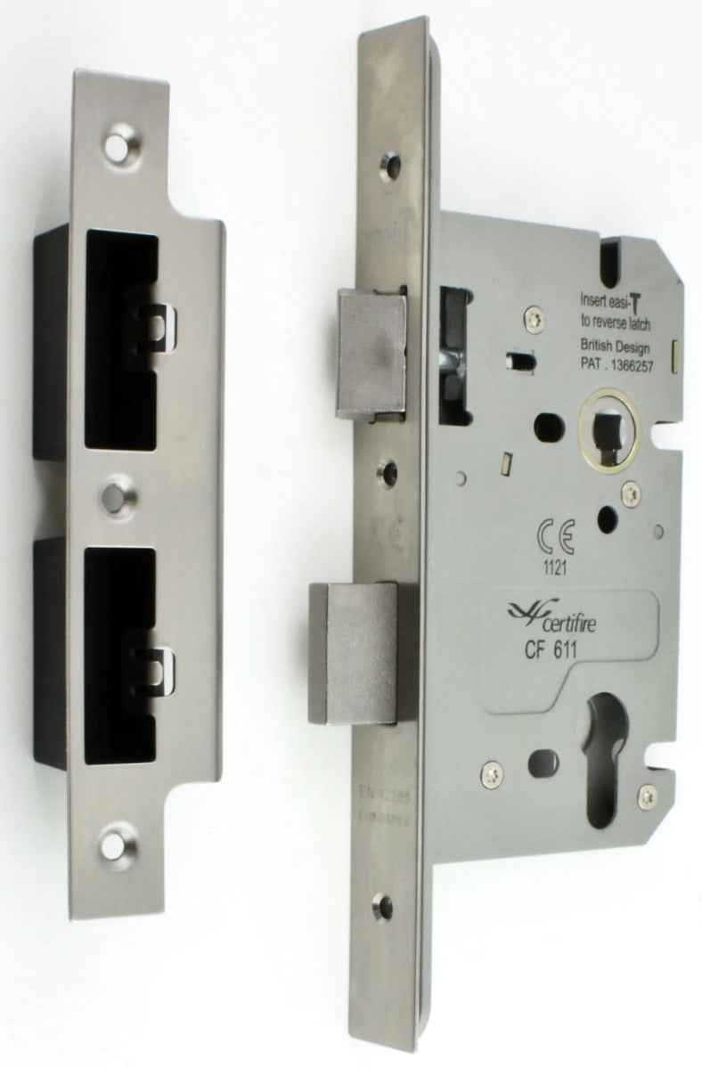 DIN Euro profile sash lock CE marked - fire rated - certifire approved - satin stainless steel
