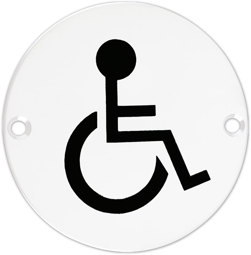Disabled Symbol - Circular Screw Fix Sign - Matt White