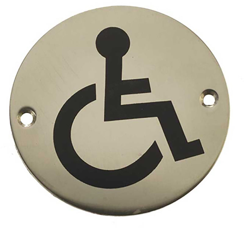 Disabled Symbol - Circular Screw Fix Sign - Polished Stainless Steel