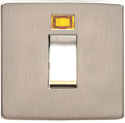 Studio Concealed Fix Plate Light Switch & Socket Range - Flat Screwless Plate With Rounded Edges - Satin Nickel