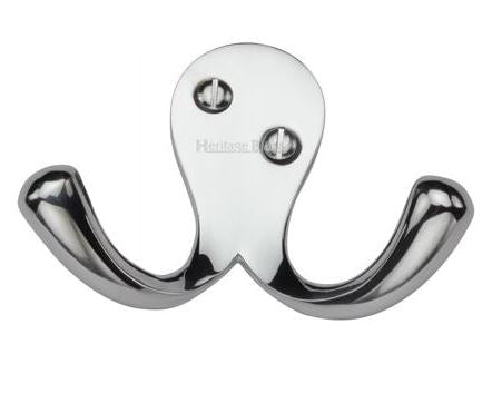 Double Robe Hook - Polished Chrome