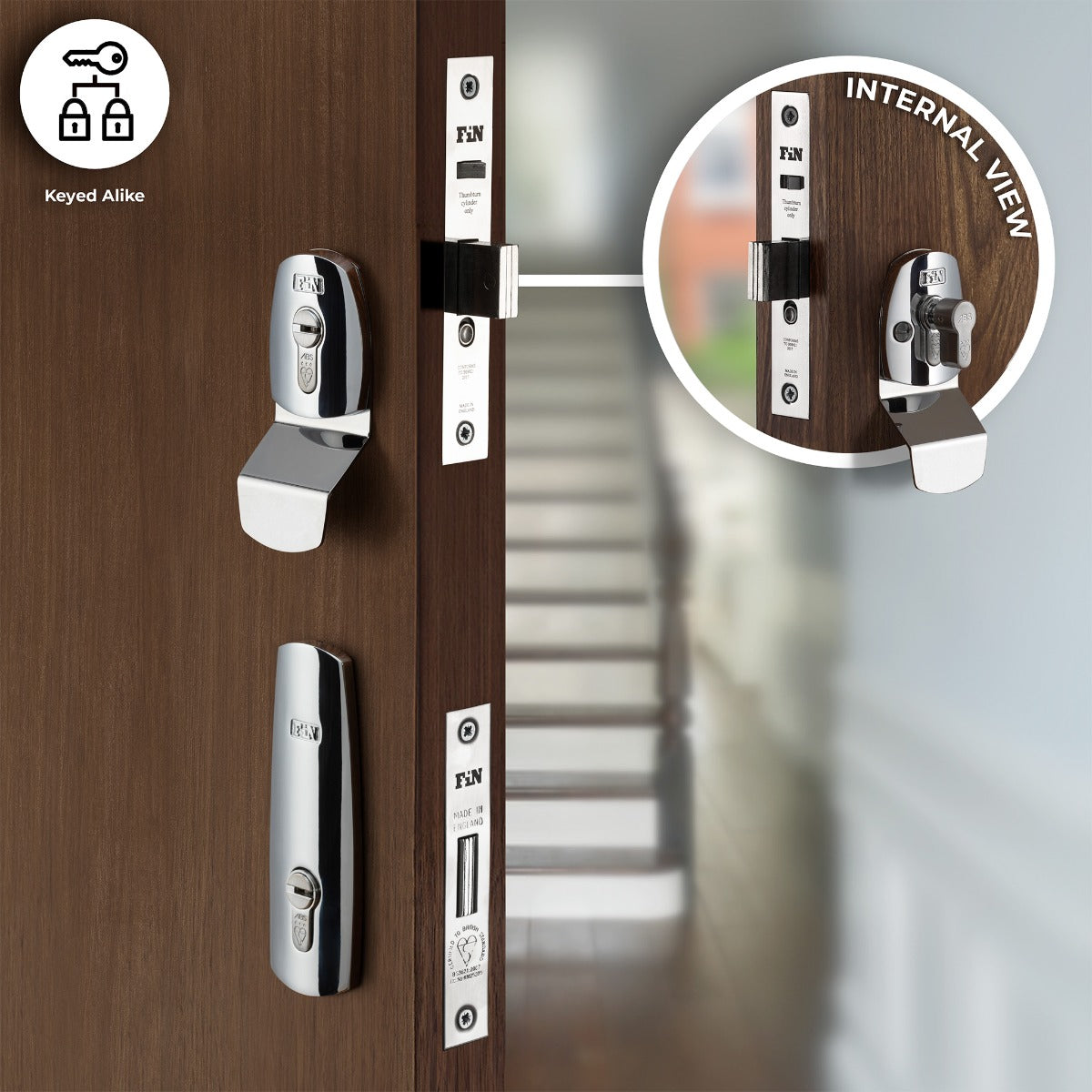 High Security Dual Front Door Lock Kit - Auto Locking BS8621 Mortice Nightlatch & BS3621 Mortice Dead Lock - Polished Chrome