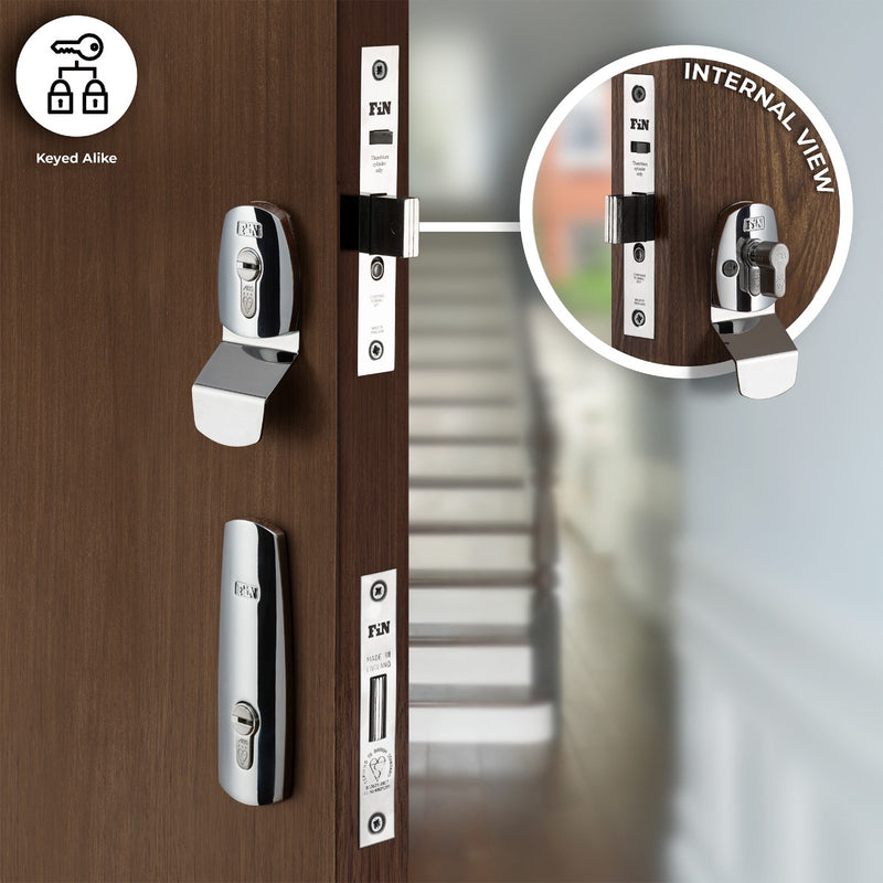 High Security Dual Front Door Lock Kit - Auto Locking BS8621 Mortice Nightlatch & BS3621 Mortice Dead Lock - Polished Chrome