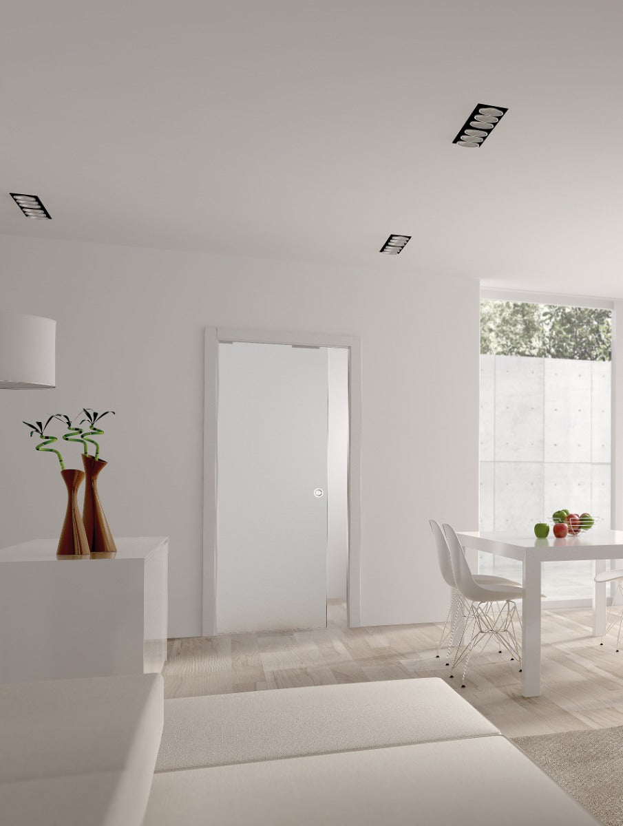 Eclisse Glass Sliding Pocket Door System - Single Door Kit Supplied With Glass Door - 100mm Finished Wall Thickness