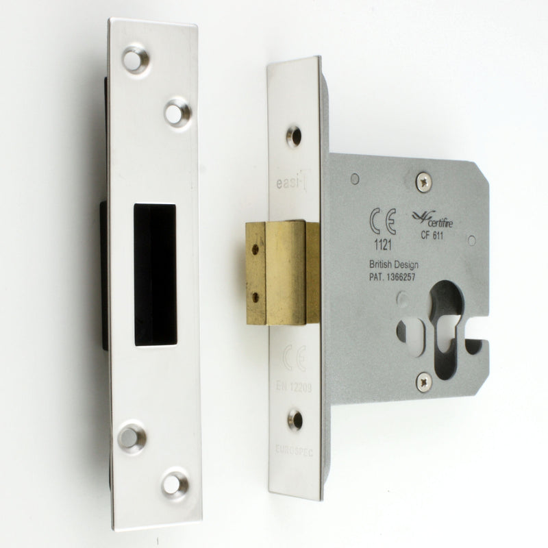 Architectural Quality Euro Profile Mortice Dead Lock Case - Polished Stainless Steel (Shiny Finish)