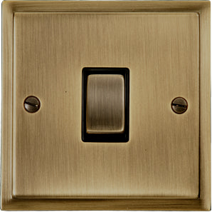 Elite Stepped Pattern Plate Light Switch & Socket Range - Flat Plate With Square Edges - Antique Brass