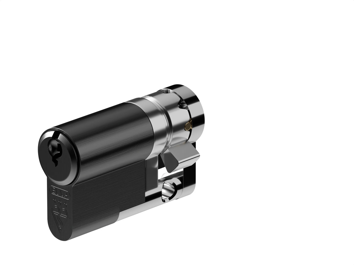 EPS - TS007 1 Star Rated - Euro Profile Cylinder - Single (Half) - Supplied With 3 Keys - Three Sizes Available - Matt Black