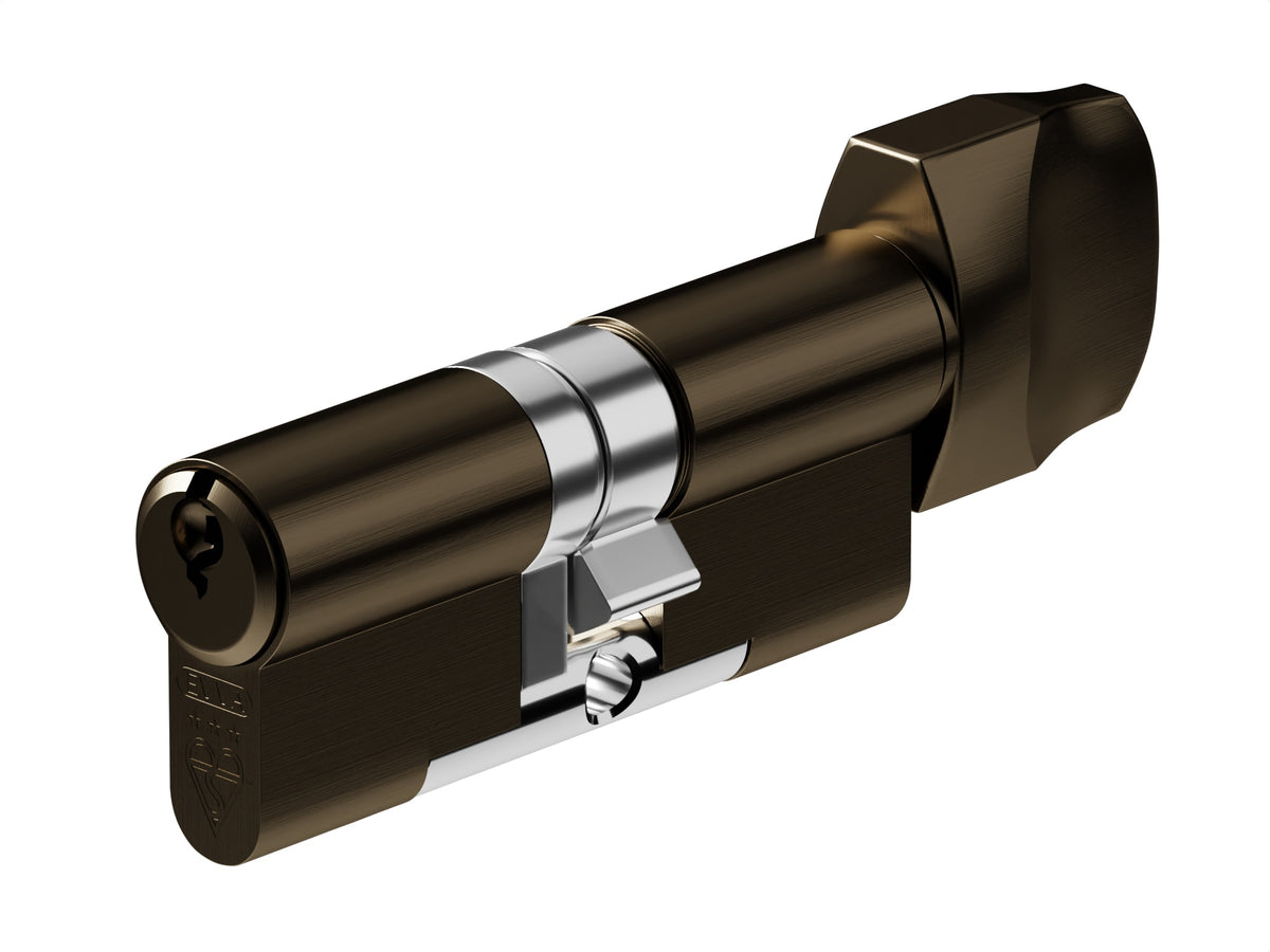 EPS - TS007 3 Star Rated - Euro Profile Cylinder & Turn (Key / Turn) - Supplied With 3 Keys - Two Sizes Available - Dark Bronze