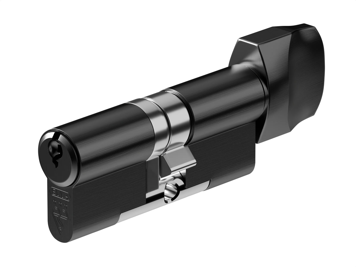 EPS - TS007 3 Star Rated - Euro Profile Cylinder & Turn (Key / Turn) - Supplied With 3 Keys - Two Sizes Available - Matt Black