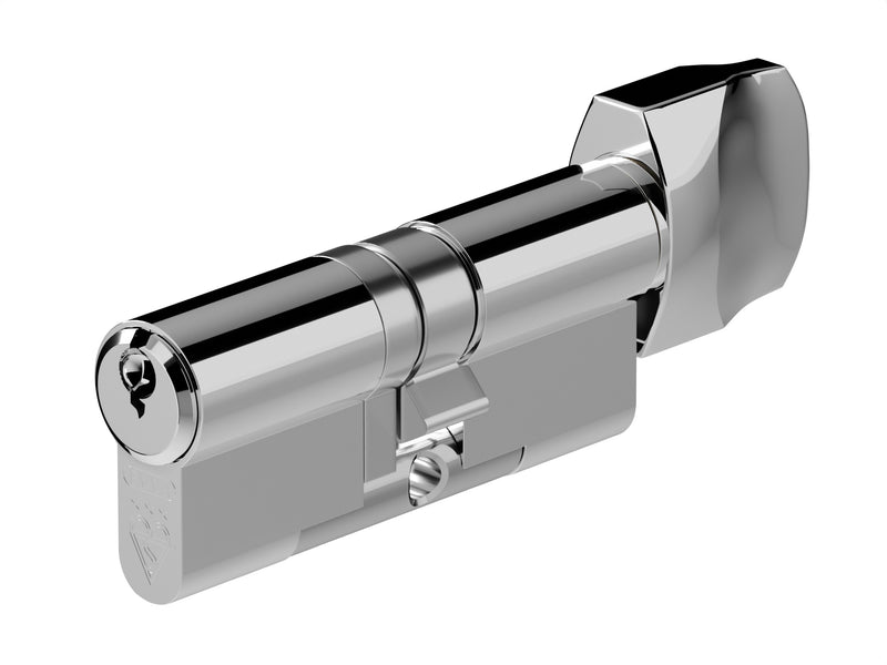 EPS - TS007 3 Star Rated - Euro Profile Cylinder & Turn (Key / Turn) - Supplied With 3 Keys - Two Sizes Available - Polished Chrome