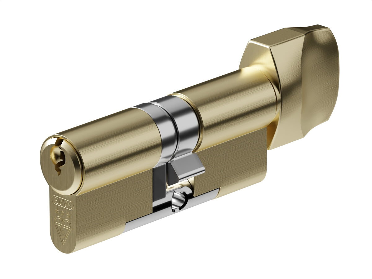 EPS - TS007 1 Star Rated - Euro Profile Cylinder & Turn (Key / Turn) - Supplied With 3 Keys - Three Sizes Available - Satin Brass