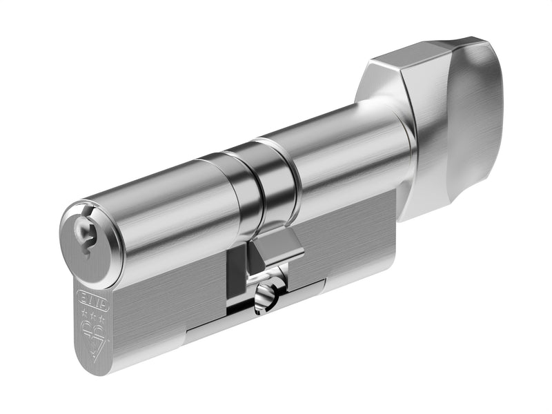 EPS - TS007 1 Star Rated - Euro Profile Cylinder & Turn (Key / Turn) - Supplied With 3 Keys - Three Sizes Available - Satin Nickel
