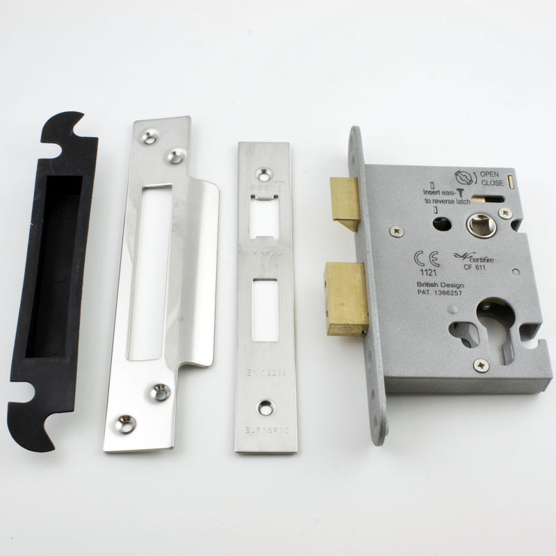 Eurospec - Architectural Quality Euro Profile Mortice Sash Lock Case - Polished Stainless Steel (Shiny Finish) - G Johns & Sons Ltd - Architectural Ironmongery