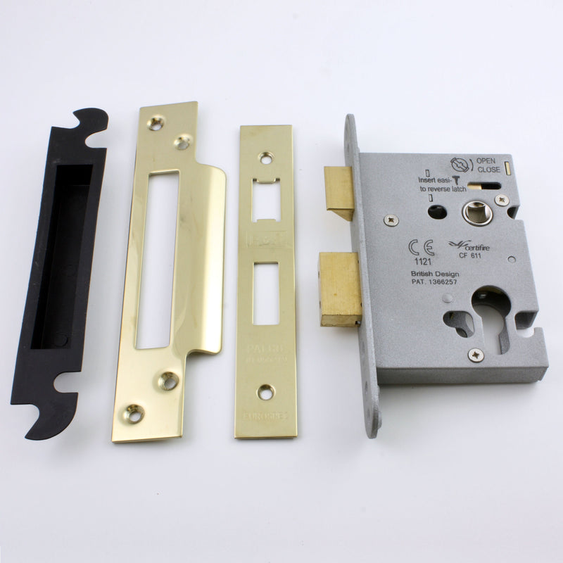 Eurospec - Architectural Quality Euro Profile Mortice Sash Lock Case - PVD Brass Finish - G Johns & Sons Ltd - Architectural Ironmongery