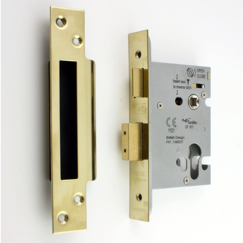 Architectural Quality Euro Profile Mortice Sash Lock Case - PVD Brass Finish