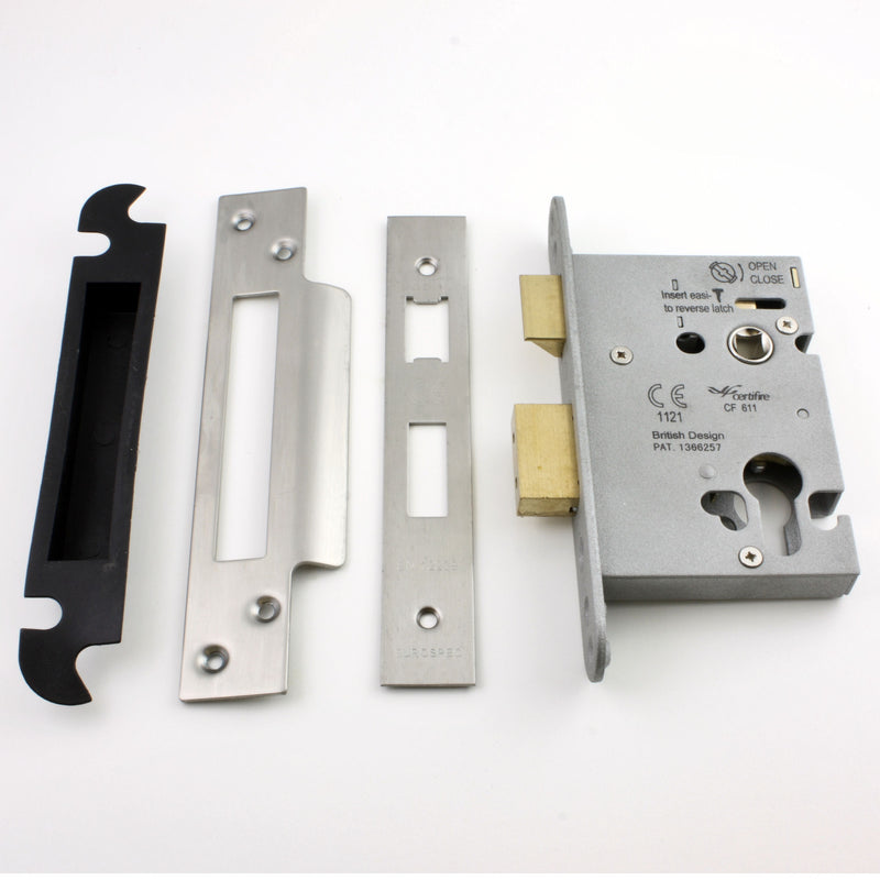 Eurospec - Architectural Quality Euro Profile Mortice Sash Lock Case - Satin (Brushed) Stainless Steel - G Johns & Sons Ltd - Architectural Ironmongery