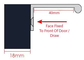 Rear Fixing Finger Edge Pull - With Rounded Edge Design - Available In 3 Sizes - Diagram