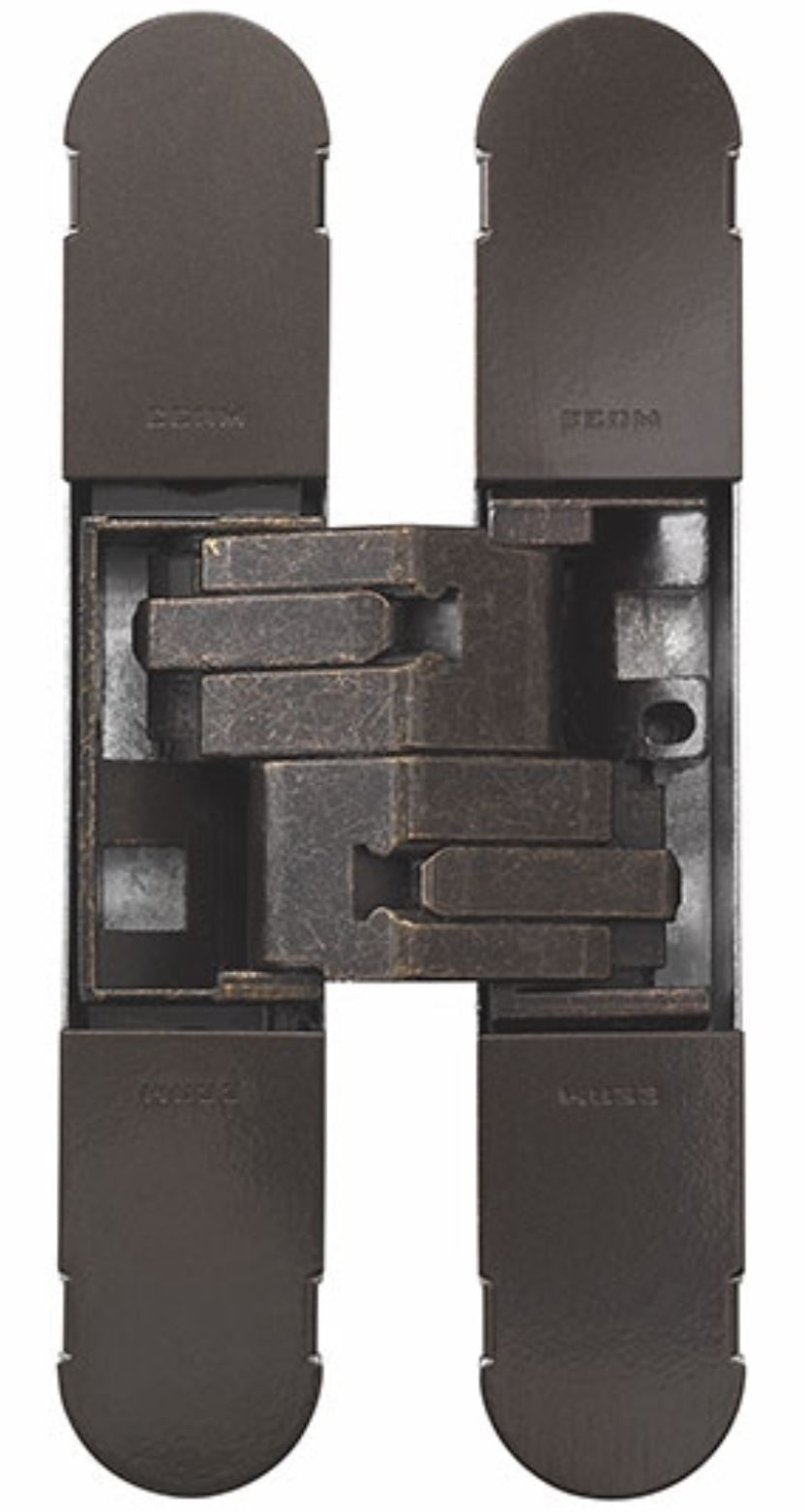 Fire Rated Concealed Adjustable Hinge For Invisible Doors - Tested To FD30 / FD60 - 160mm x 32mm - Dark Bronze