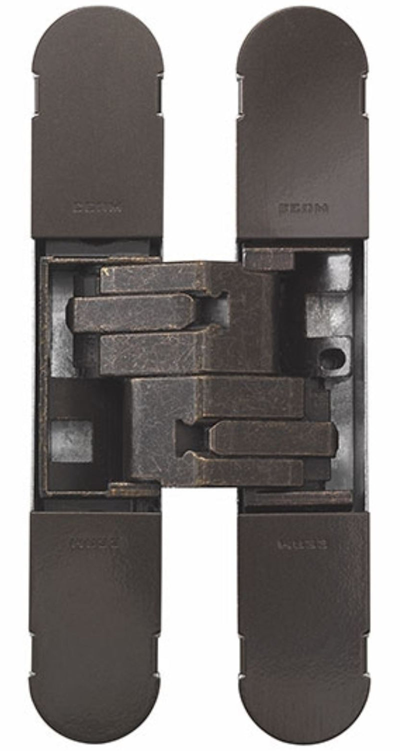 Fire Rated Concealed Adjustable Hinge For Invisible Doors - Tested To FD30 / FD60 - 160mm x 32mm - Dark Bronze