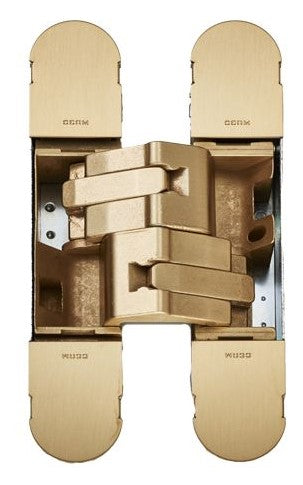 Fire Rated Concealed Adjustable Hinge For Invisible Doors - Tested To FD30 / FD60 - 160mm x 32mm - Satin Brass Plated