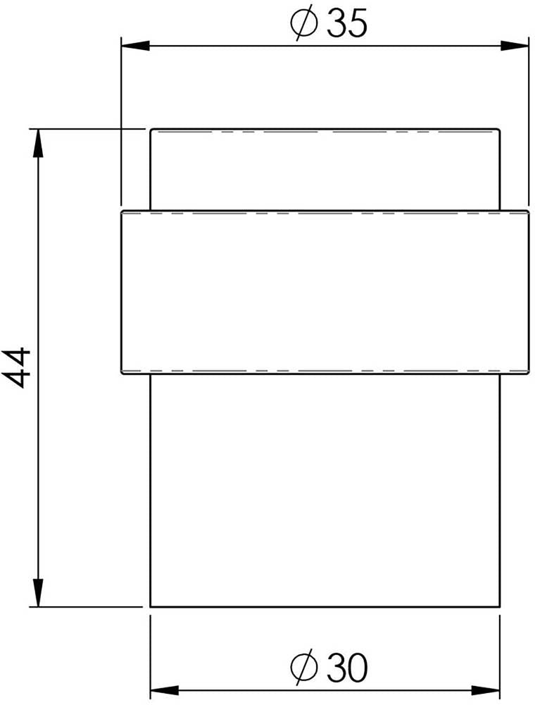 Floor Mounted Door Stop - 32mm Diameter - Diagram
