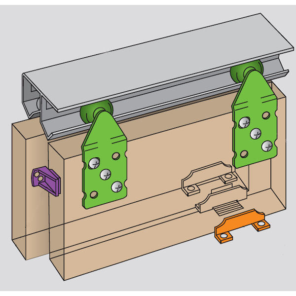 Double Top - Double Track Sliding Door Gear For Wardrobe & Cupboard Doors Up To 900mm Wide & 45kg In Weight