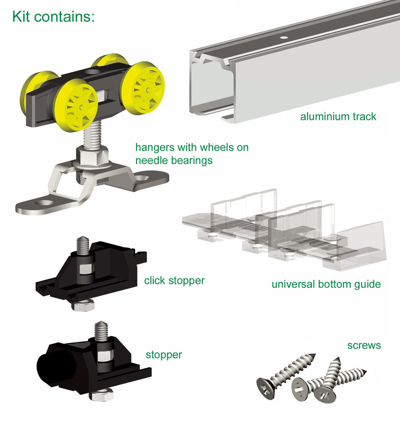 Sliding Door Gear System For Timber Doors Up to 60kg In Weight