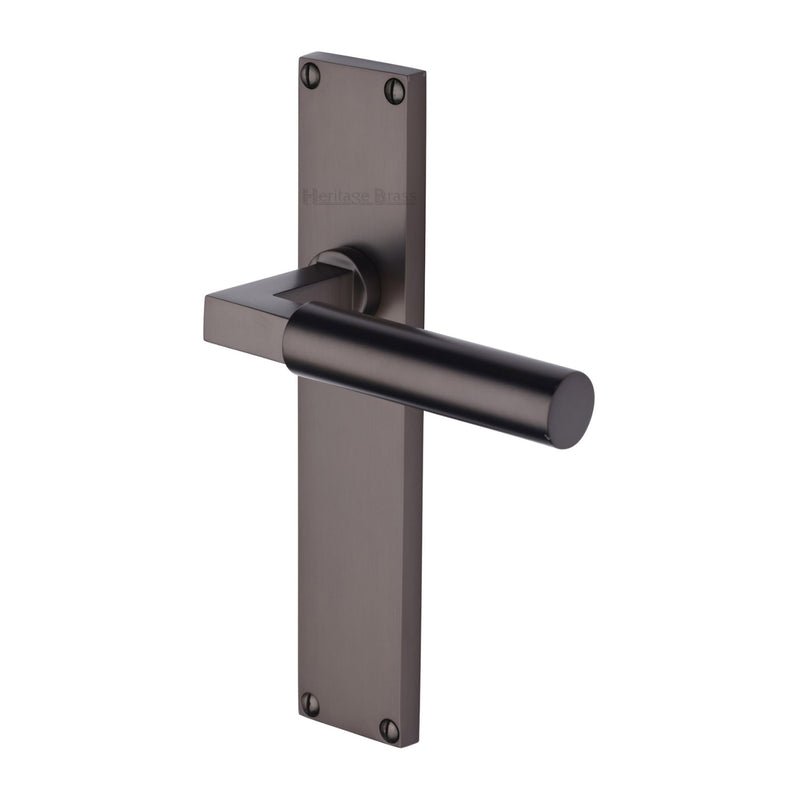 Bauhaus Lever Door Handles On A 200mm Backplate - Plain Latch Plate - Matt Bronze