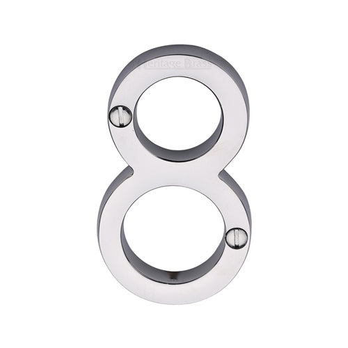 Polished Chrome 76mm High Screw Fix House Number 8