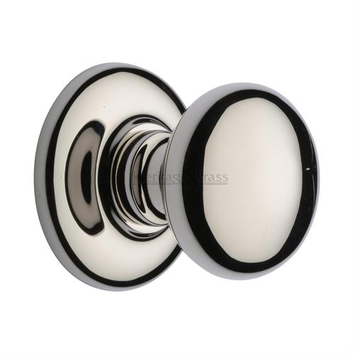 Plain centre door knob, Polished Nickel