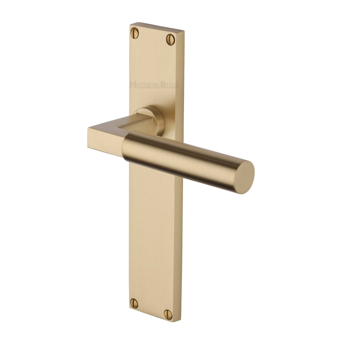 Bauhaus Lever Door Handles On A 200mm Backplate - Plain Latch Plate - Satin Brass