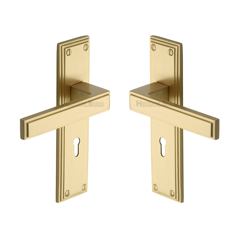 Atlantis Lever Door Handles On A Standard Keyway Backplate - Satin Brass
