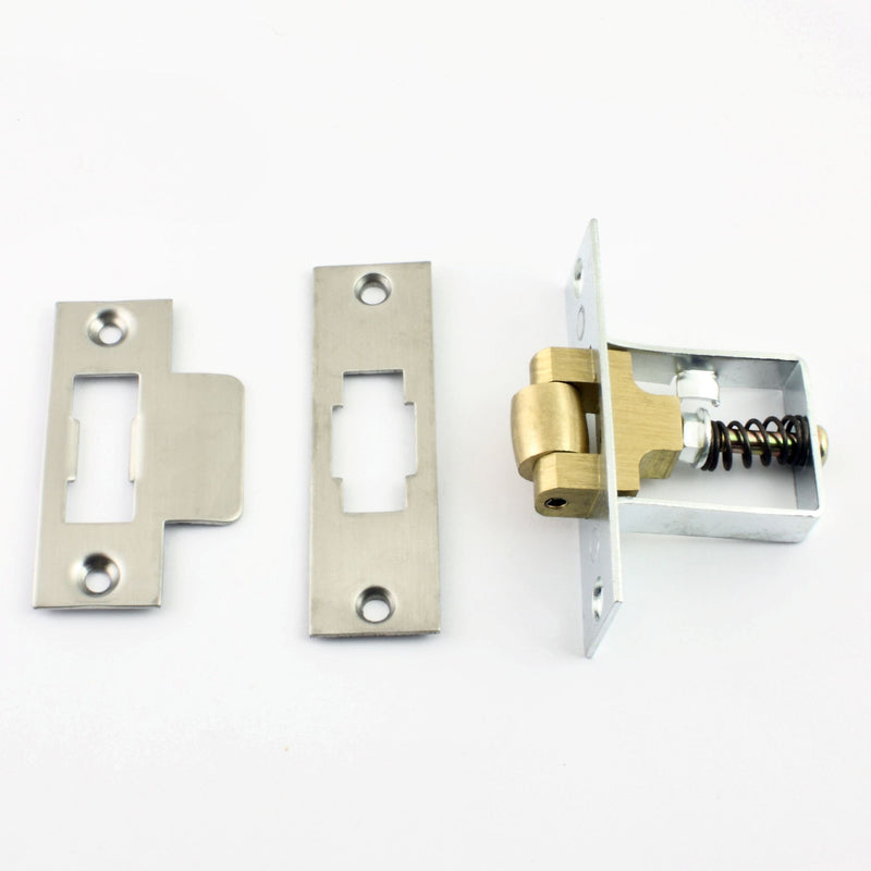 Heavy Duty Adjustable Roller Ball Catch - Satin Stainless Steel With Brass Wheel - G Johns & Sons Ltd - Architectural Ironmongery