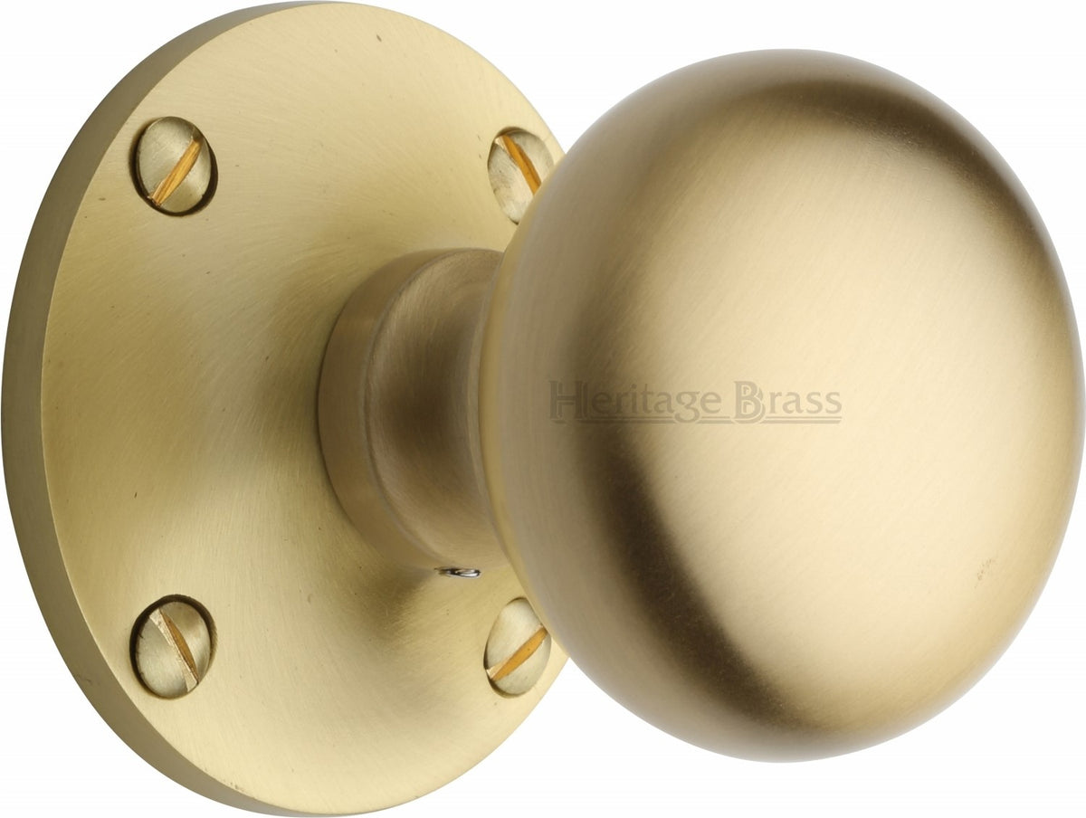Kensington Round Mortice Knobs - Satin Brass