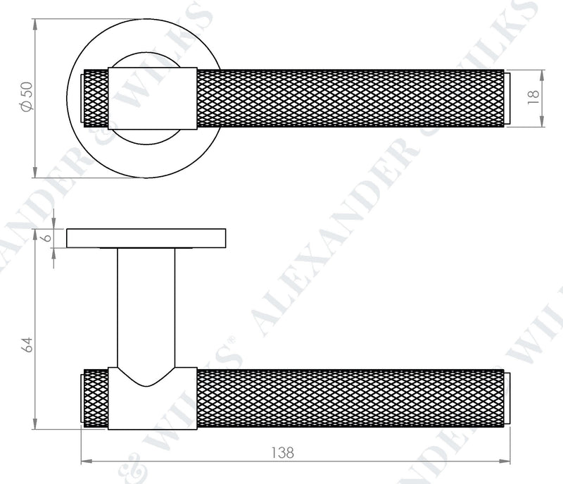 Kingstone Knurled Lever Handle On Concealed Fix Low Profile Round Rose - Diagram