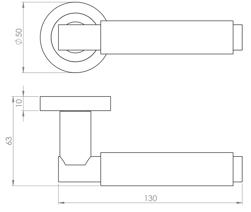 Knurled Design Lever Door Handles With Round Rose - Diagram