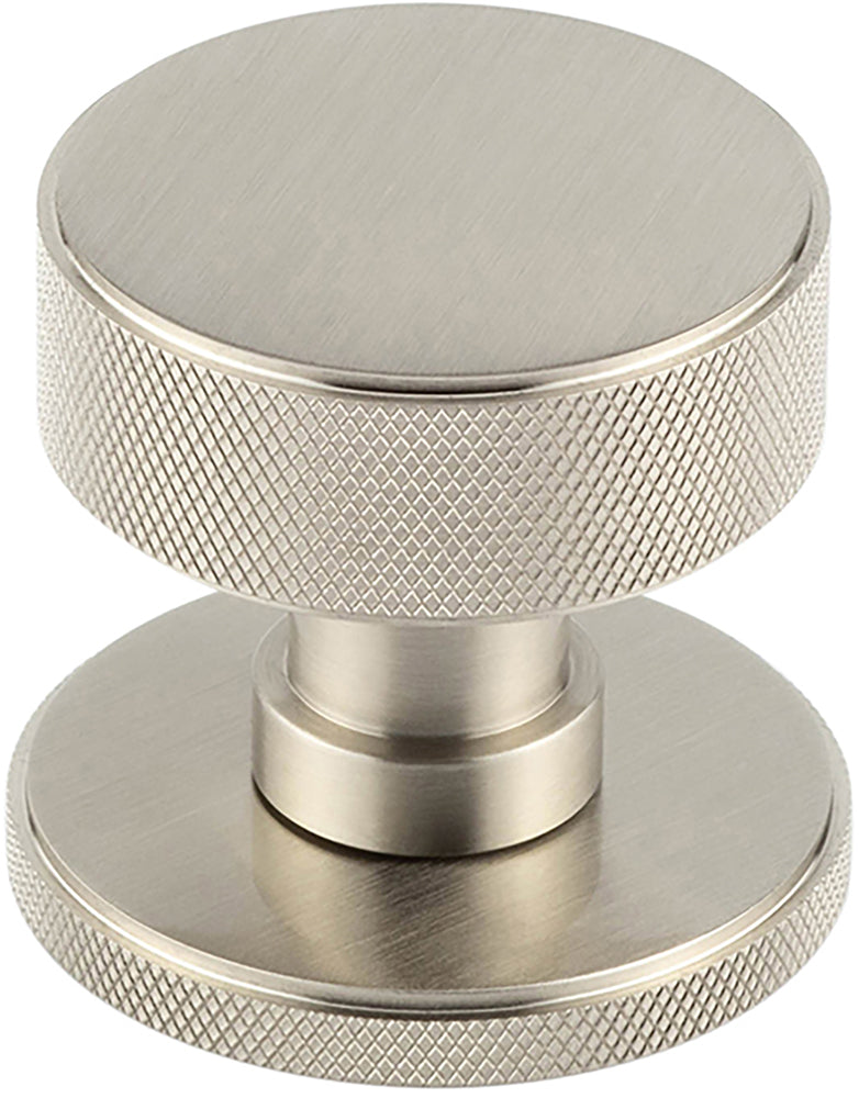 Knurled Design Mortice Knob With Concealed Fixed Rose - Satin Nickel