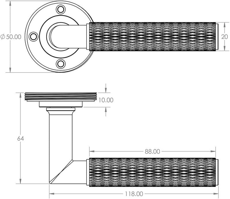 Knurled Pattern Lever Handle - Diagram