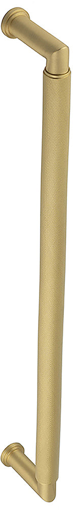 Rounded Face Fixed Pull Handle With Rounded Knurled Grip - 448mm Length (425mm Centres) - Satin Brass - Suitable For Use With FD30 / FD60 Fire Doors