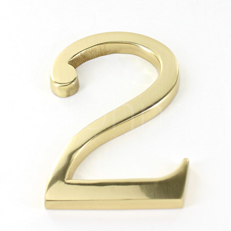 Large Bold Style Pin Fix Front Door Numbers - 102mm Height High - Polished Brass