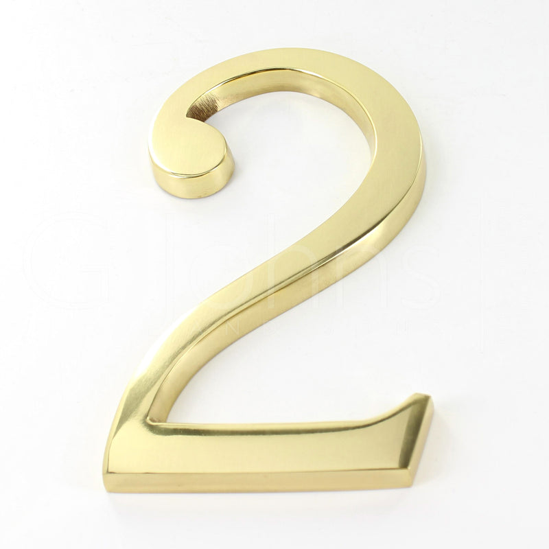 Large Bold Style Pin Fix Front Door Numbers 152mm High - Polished Brass