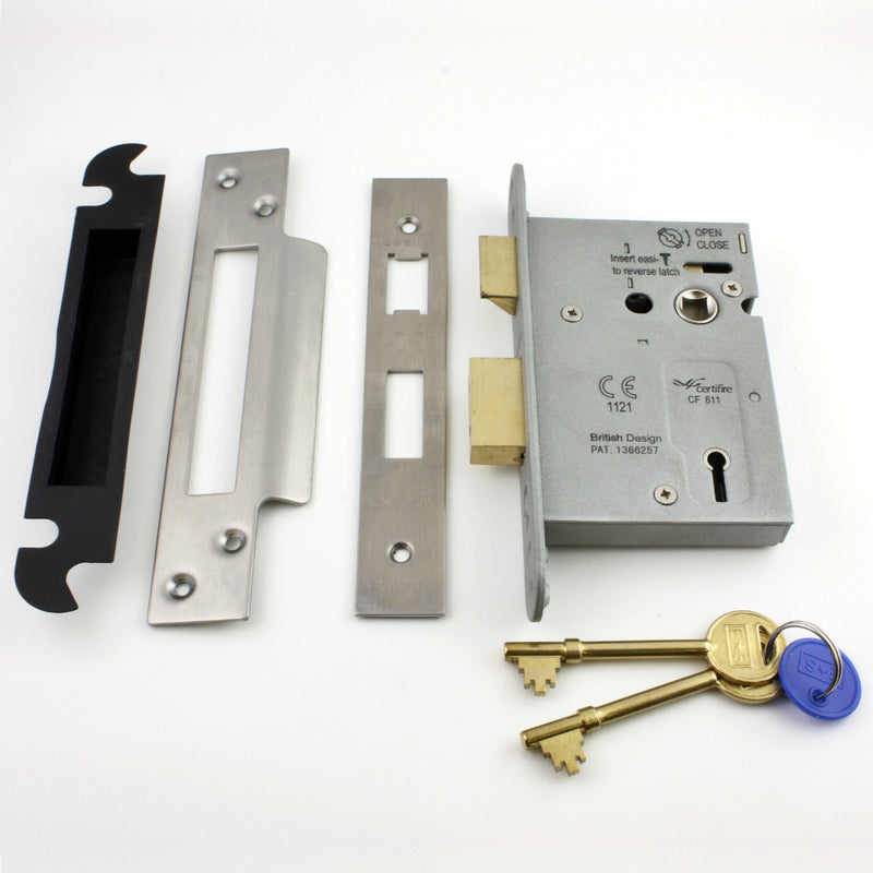Eurospec - 3 Lever Architectural Quality Mortice Sash Lock - Satin (Brushed) Stainless Steel - G Johns & Sons Ltd - Architectural Ironmongery
