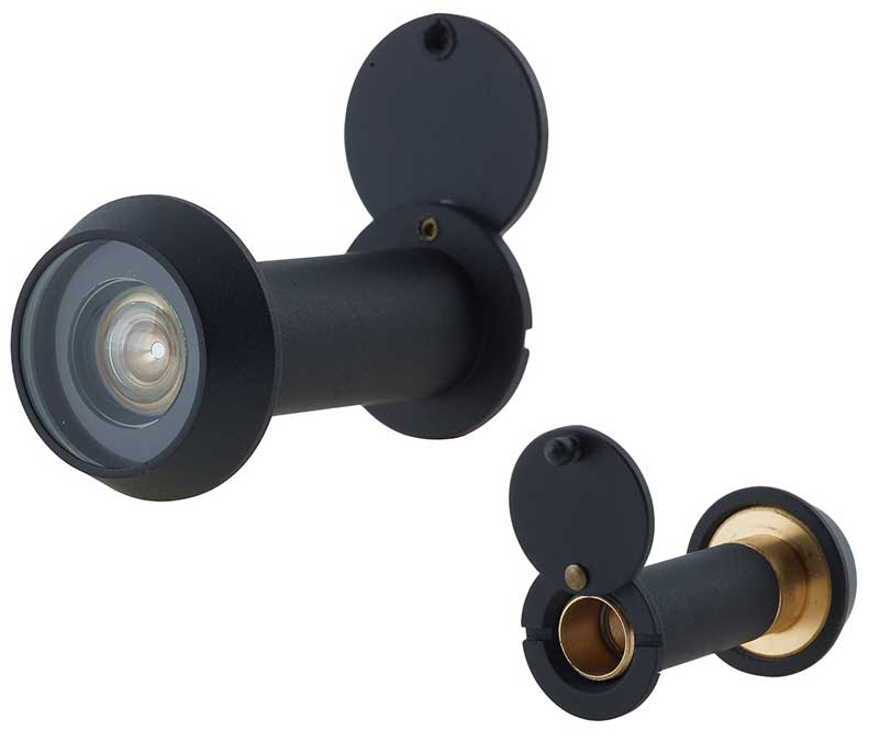 60 Minute Fire Rated Door Viewer - Spy Hole For Front Doors 35mm - 55mm Thick - Matt Black