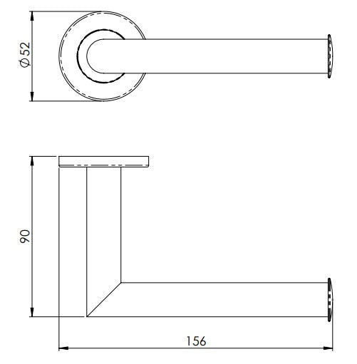 Mitred Round Bar Toilet Roll Holder - Concealed Fix Roses - Diagram