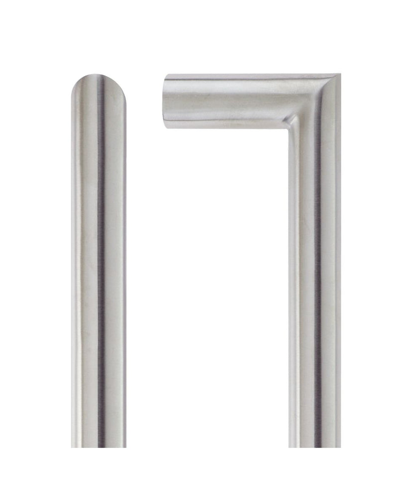 Mitred Shape Bolt Through Pull Handle - Grade 201 - Satin Stainless Steel
