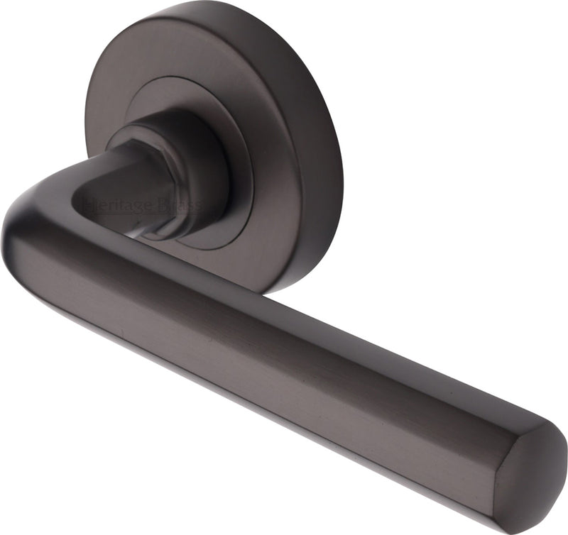 Octave Lever Handle On Round Rose - Matt Bronze